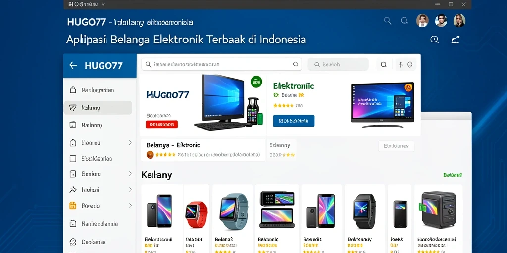 Tampilan antarmuka HUGO77 yang user-friendly untuk belanja elektronik.
