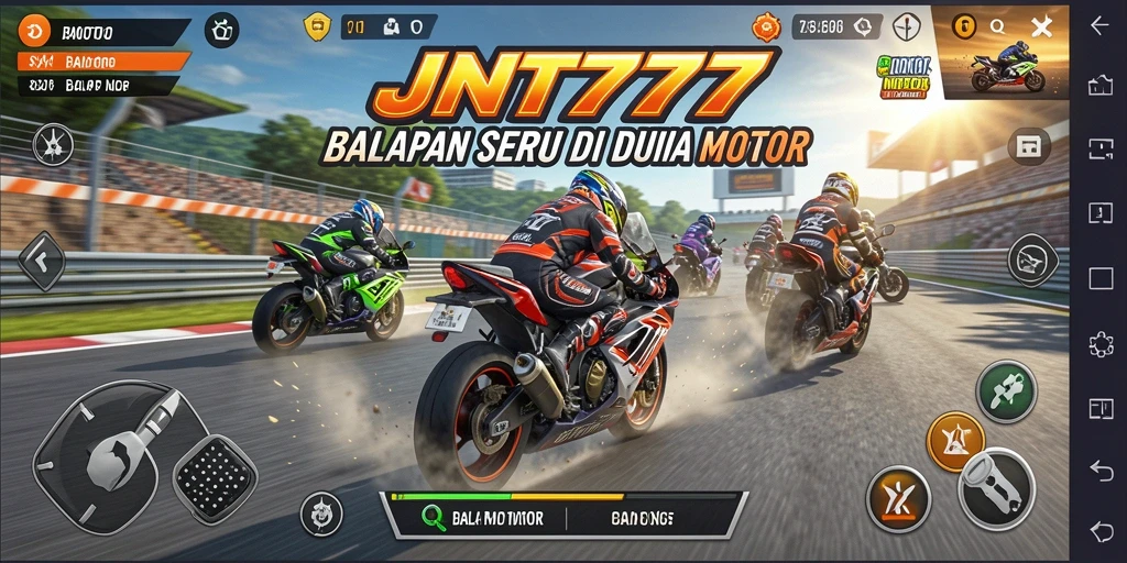Tampilan antarmuka balap motor yang mengesankan dan interaktif.