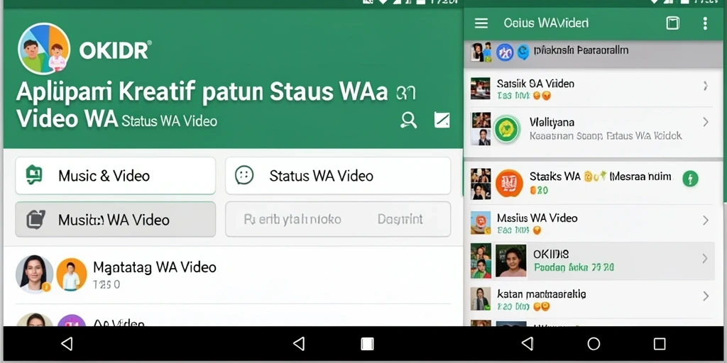 Antarmuka OKIDR yang menampilkan berbagai pilihan video menarik untuk status WA.