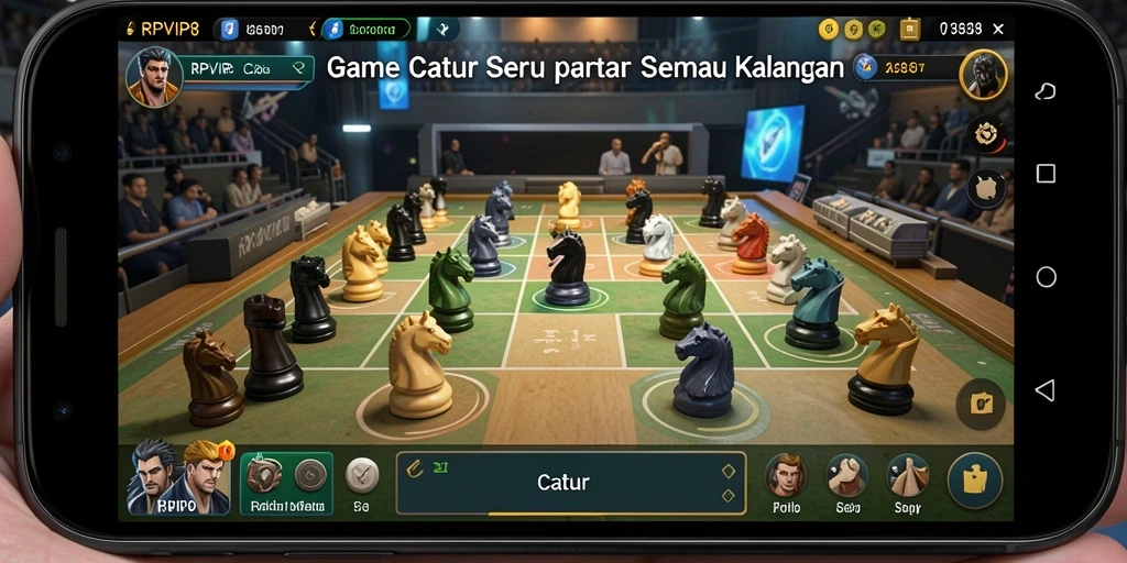 Screenshot antarmuka RPVIP8 yang menampilkan permainan catur yang menarik.