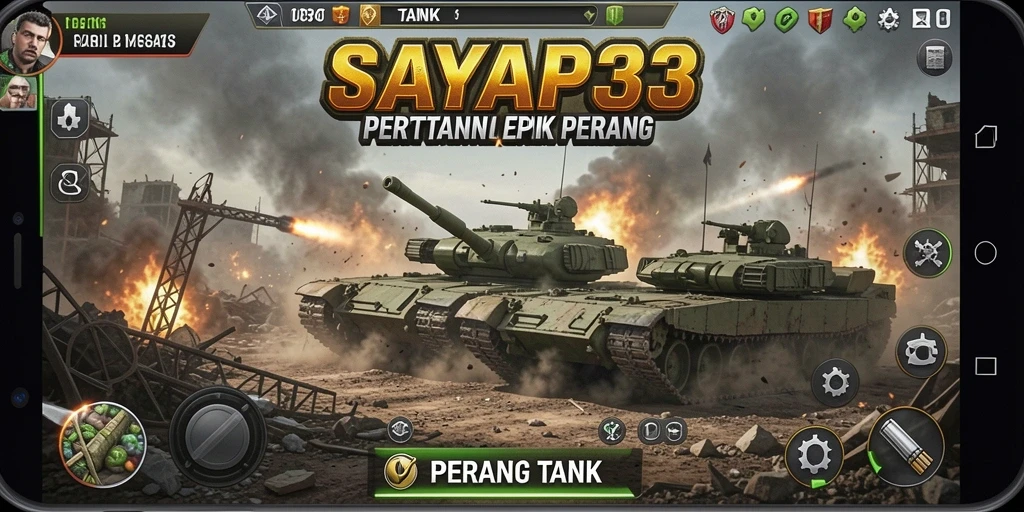 Antarmuka permainan SAYAP33 dalam pertempuran tank yang mendebarkan.